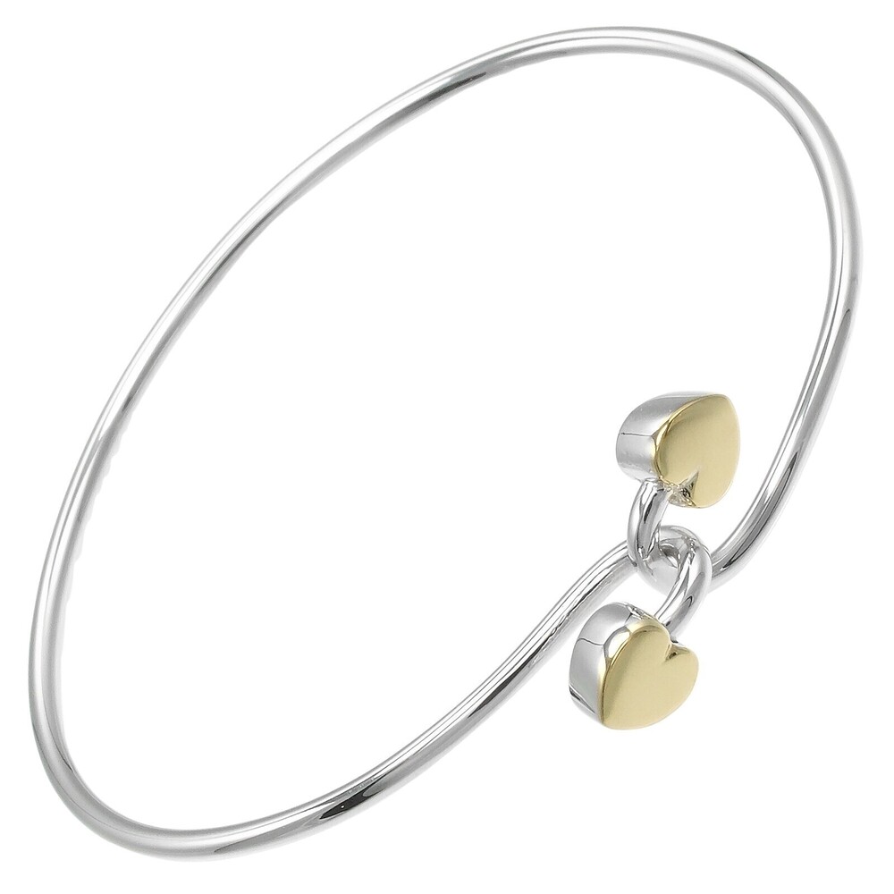 Tiffany & Co. Double Heart Lock Bangle Sterling Silver with 18K Yellow Gold